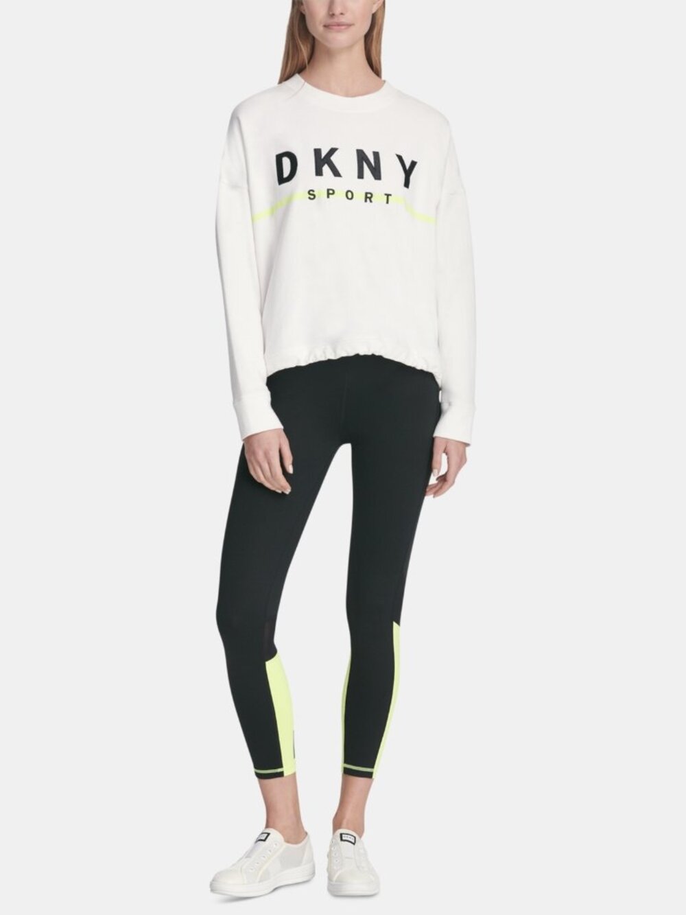 DKNY Womens Activewear Sport Embroidered Logo Fleece Sweatshirt